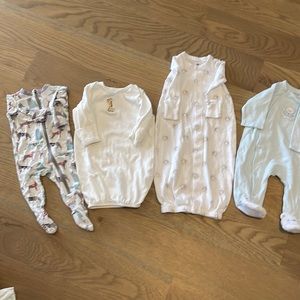 Bundle - 2 gowns, 1 zip footie and 1 snap pjs